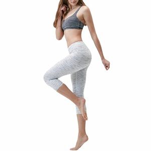 Tesla Mid Rise Capri Yoga Legging Space Dye White Grey Size XS